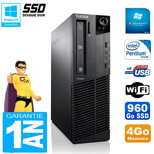 PC Lenovo M92p SFF Intel G630 4Go Disque 960Go SSD Graveur DVD Wifi W7 · Occasion