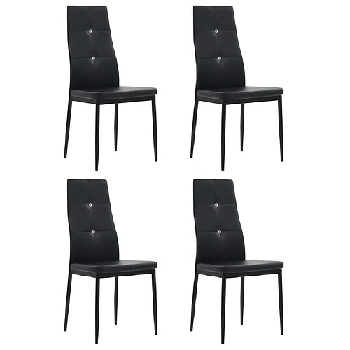 vidaXL Chaises à manger lot de 4 noir similicuir