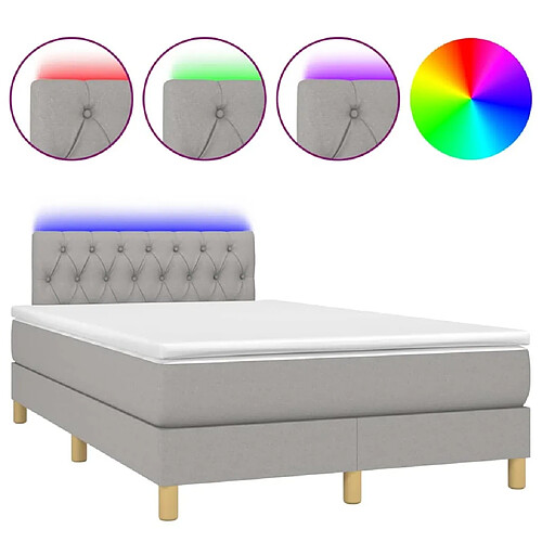 Maison Chic Lit adulte- Lit + matelas + LED,Sommier à lattes de lit matelas LED Gris clair 120x200 cm Tissu -GKD85967