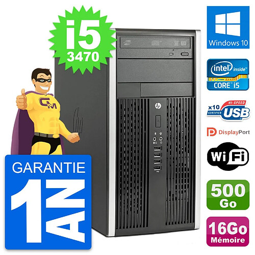 PC Tour HP Pro 6300 CMT Intel i5-3470 RAM 16Go Disque Dur 500Go Windows 10 Wifi · Occasion