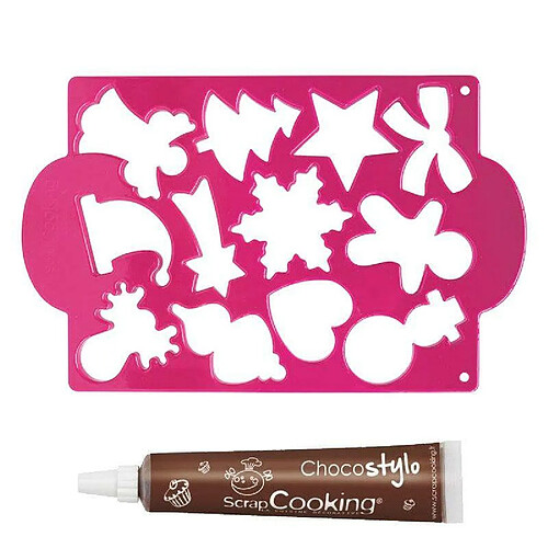 Scrapcooking Plaque découpoirs à biscuits Noël + 1 Stylo chocolat