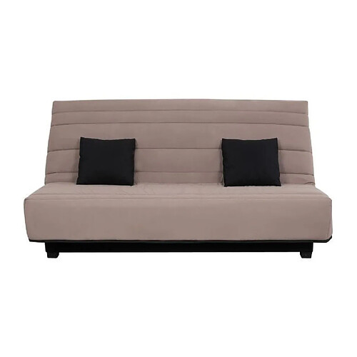 DUNLOPILLO Banquette Clic clac - Tissu Taupe + 2 coussins Noir - L 194 x P 98 x H 102 cm - Made in France - ALEX