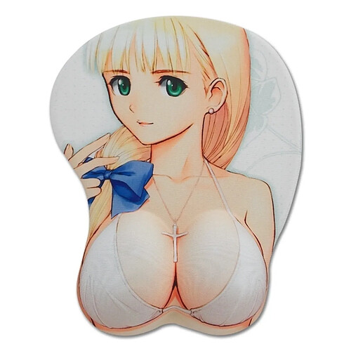 Totalcadeau Tapis de souris 3D relief fille manga blonde et repose poignet seins