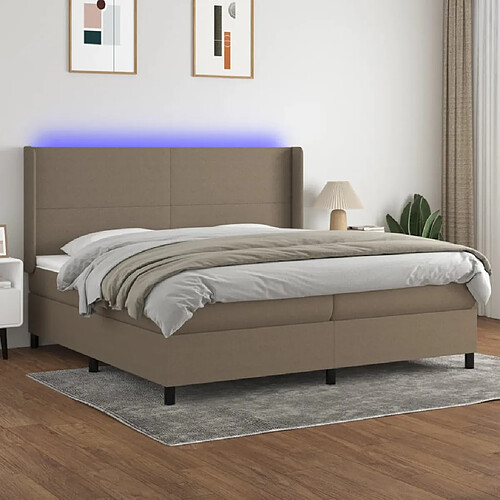 vidaXL Sommier à lattes de lit matelas LED Taupe 200x200 cm Tissu