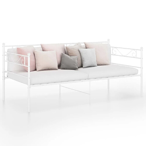 vidaXL Cadre de canapé-lit sans matelas blanc métal 90x200 cm