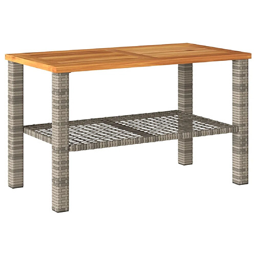 Maison Chic Table de jardin | Table d'extérieur gris 70x38x42 cm résine tressée et bois acacia -GKD61469