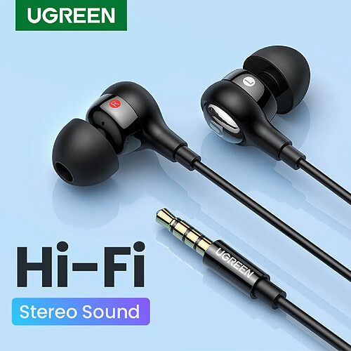 GUPBOO UGREEN Aux Écouteurs 3.5mm USB Type C Filaire Casque Isolation Bruit Volume Contrôle Mic pour Android MP3/MP4