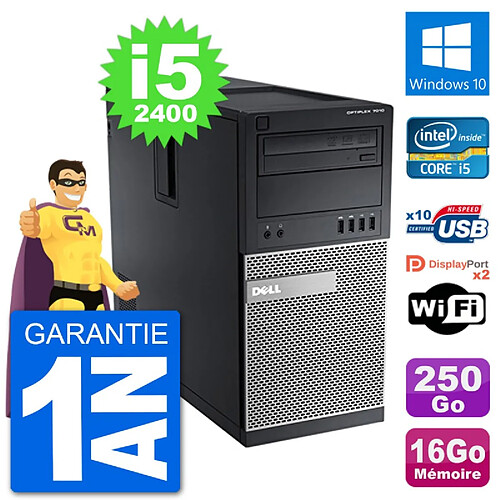 PC Tour Dell 7010 Intel Core i5-2400 RAM 16Go Disque Dur 250Go Windows 10 Wifi · Occasion