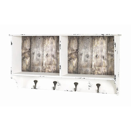 Pegane Garderobe murale en blanc essuyé-vintage - 76 x 40 x 15 cm