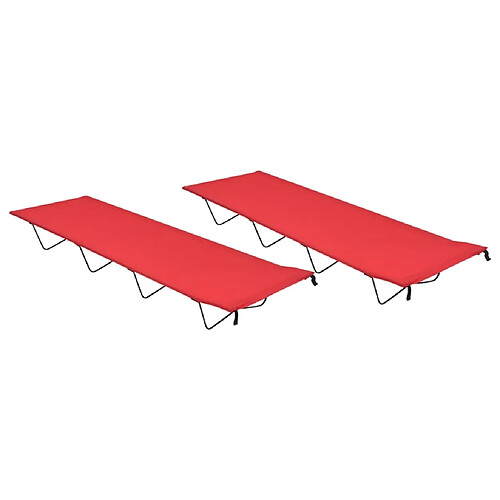 vidaXL Lits de camping 2 pcs 180x60x19 cm Tissu Oxford et acier Rouge