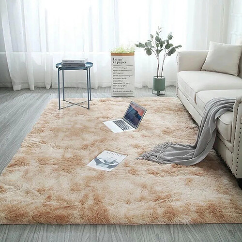 LUUCOZK Tapis à poils longs doux et moelleux pour chambre et salon - Camel beigecouleur-160 x 230 cm