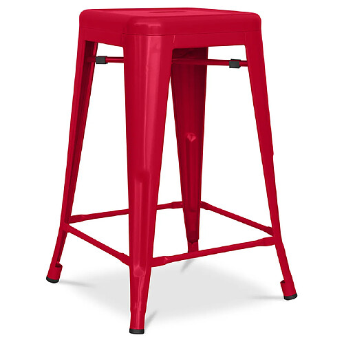 ICONIK INTERIOR Tabouret de bar - Design industriel - Acier mat - 60cm - Nouvelle édition - Stylix Rouge