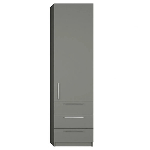 Inside 75 Armoire de rangement 1 porte, 3 tiroirs coloris gris graphite mat largeur 50 cm