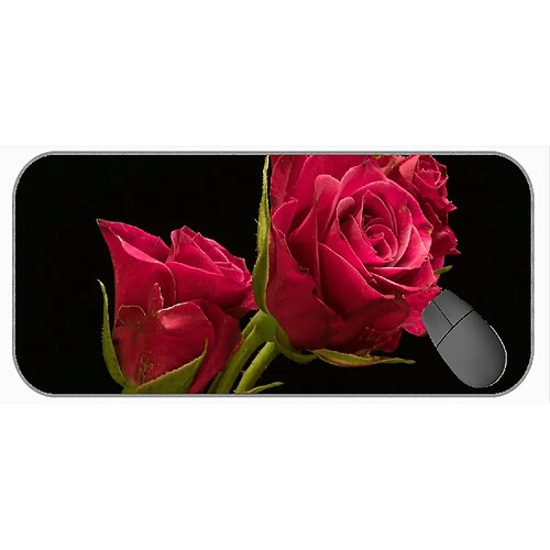 Universal (750x300x3) Tafou de souris de jeu personnalisé étendu, fleur de fleur rose base de caoutchouc non glissant