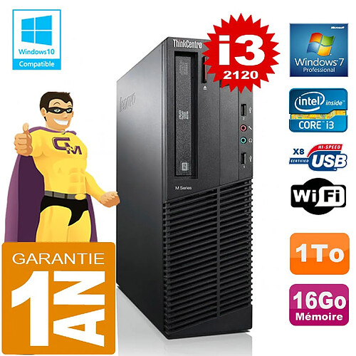 PC Lenovo M92p SFF Core I3-2120 Ram 16Go Disque 1 To Graveur DVD Wifi W7 · Occasion