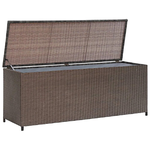 Helloshop26 Coffre boîte meuble de jardin rangement marron 120 x 50 x 60 cm résine tressée 02_0013096