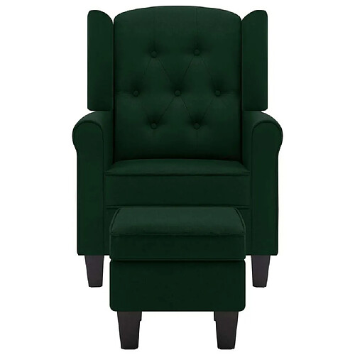 vidaXL Fauteuil avec repose-pied Vert foncé Tissu