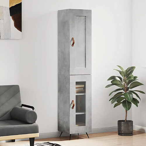 vidaXL Buffet haut Gris béton 34,5x34x180 cm Bois d'ingénierie