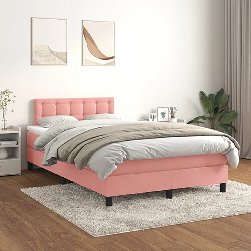 Maison Chic Lit Adulte - Lit simple Lit à sommier tapissier avec matelas moelleux - Meuble de Chambre - Rose 120x200 cm Velours -MN72724