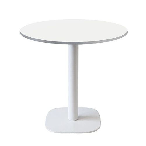 Restootab Table Ø70cm - modèle Round pied blanc blanc chants inox