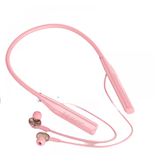 General Écouteurs Bluetooth, écouteurs sans fil Bluetooth 5.2, étanche Ipx, réduction du bruit Enc, casques stéréo Hifi Deep Bass, tour de cou magnétique, écouteurs tour de cou d'entraînement.(rose)