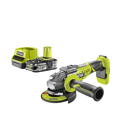 Pack RYOBI Meuleuse d'angle brushless 18V OnePlus R18AG7-0 - 1 Batterie 2.5Ah - 1 Chargeur rapide RC18120-125