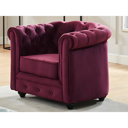 Vente-Unique Fauteuil CHESTERFIELD - Velours pourpre