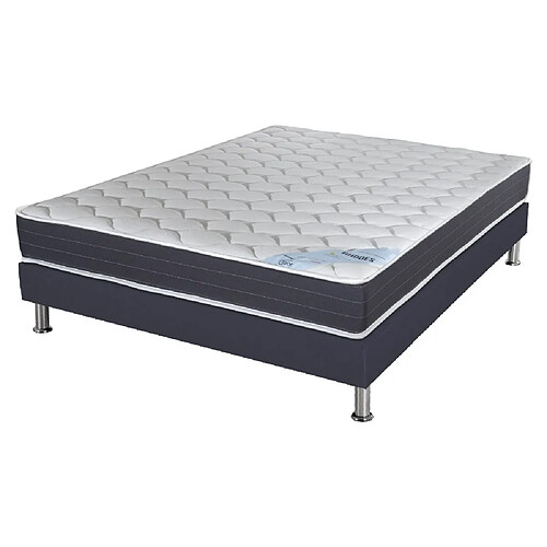 Ebac Matelas ressort + Sommier Omega Volcan 140x190 Rhodes - H. 24 cm - Soutien ferme