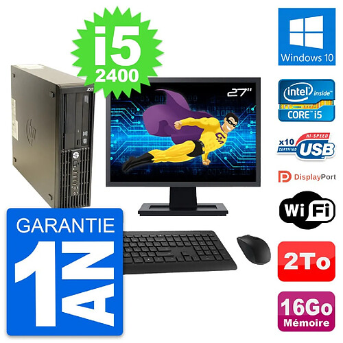 PC HP Z210 SFF Ecran 27" Intel Core i5-2400 RAM 16Go Disque 2To Windows 10 Wifi · Occasion