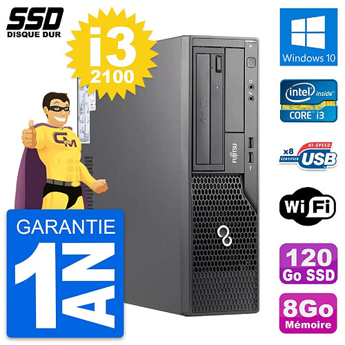 PC Fujitsu Esprimo E500 E85+ DT Intel i3-2100 RAM 8Go SSD 120Go Windows 10 Wifi · Occasion