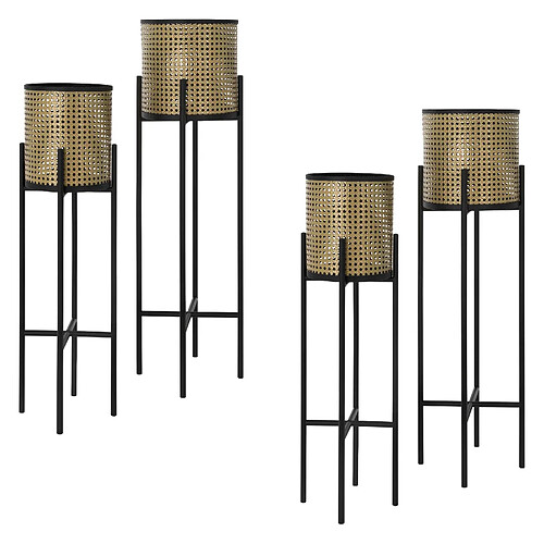 ML-Design Supports à fleurs set de 4 en acier Pot de fleurs Support de plantes Colonne de