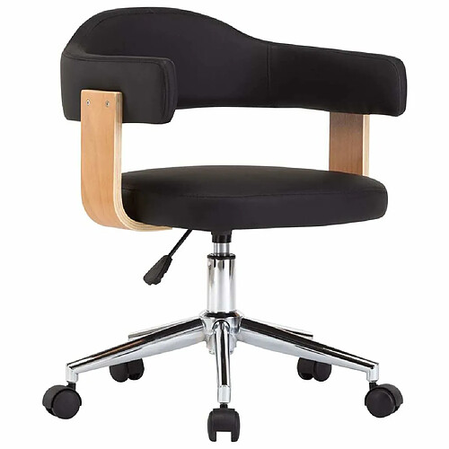 Maison Chic Chaise Gaming | Chaise pivotante de bureau Ergonomique Fauteuil Noir Bois courbé et similicuir -GKD58346