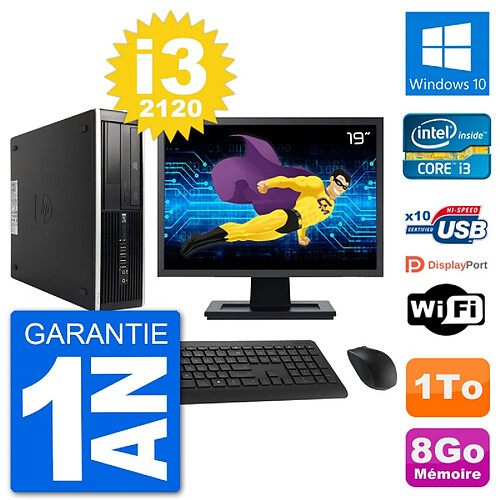 PC HP 8300 SFF Ecran 19" Intel i3-2120 RAM 8Go Disque Dur 1To Windows 10 Wifi · Occasion