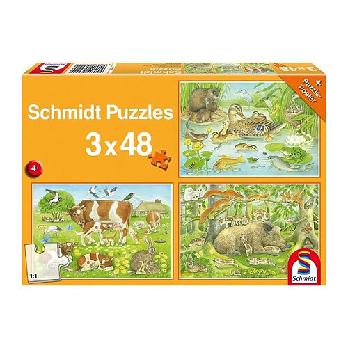 Cstore SCHMIDT AND SPIELE Puzzle enfant - Familles d'animaux - 3x48 pcs