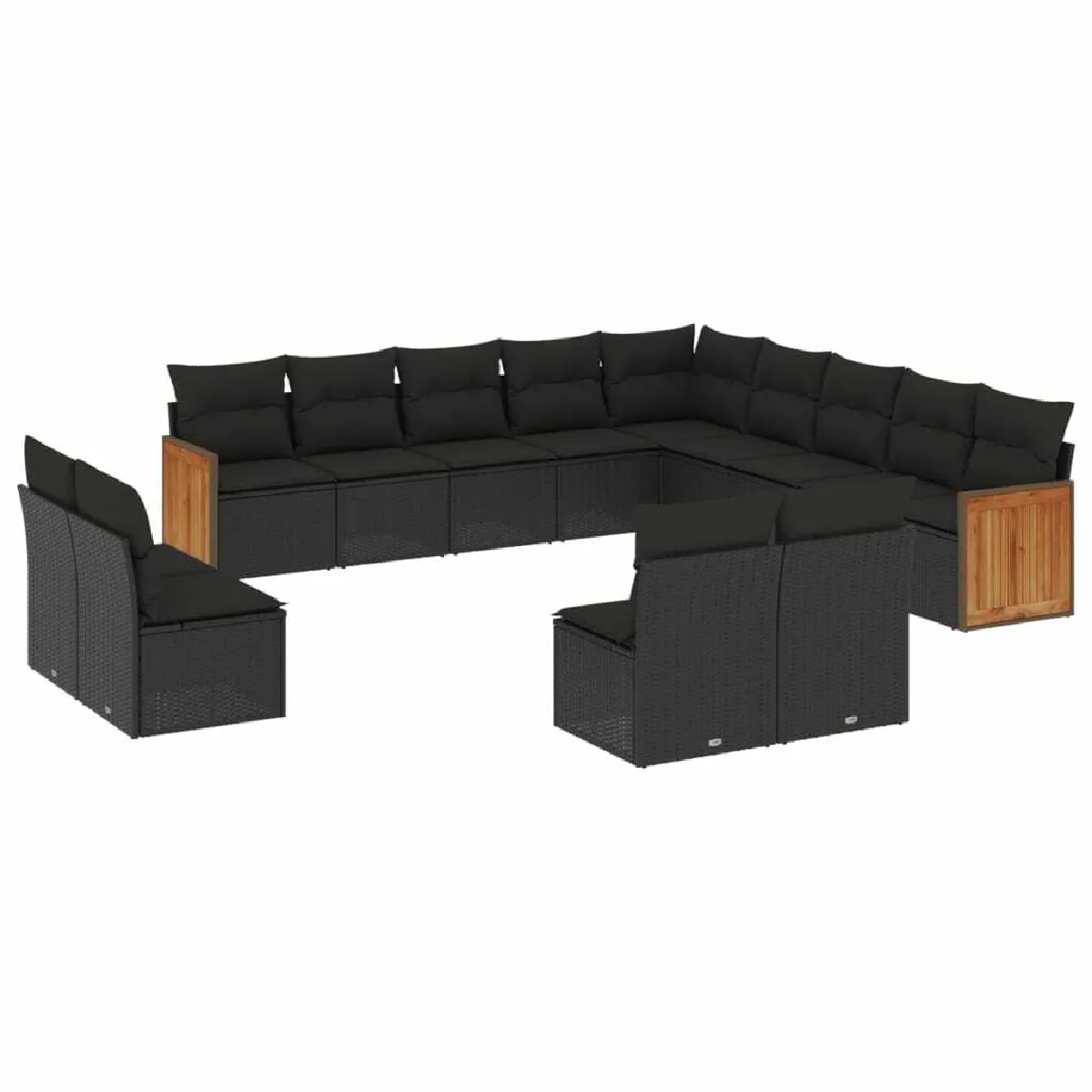 Maison Chic Salon de jardin avec coussins 13 pcs | Ensemble de Table et chaises | Mobilier d'Extérieur noir résine tressée -GKD14637