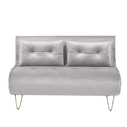 Beliani Banquette convertible 2 places en velours gris VESTFOLD