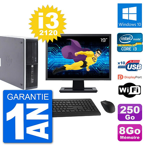 PC HP Compaq Pro 6300 SFF Ecran 19" i3-2120 RAM 8Go Disque 250Go Windows 10 Wifi · Occasion