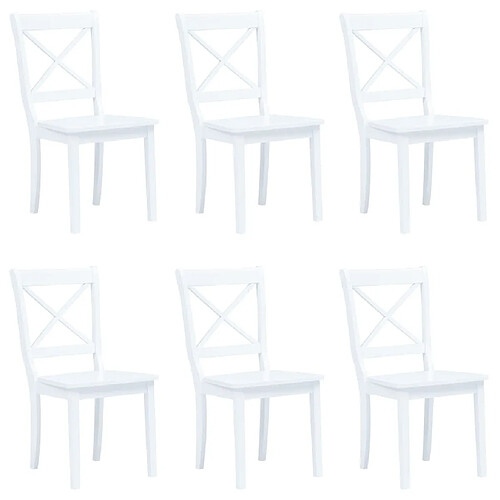 Maison Chic Lot de 6 Chaises à manger,Chaise pour cuisine blanc bois d'hévéa massif -MN47784