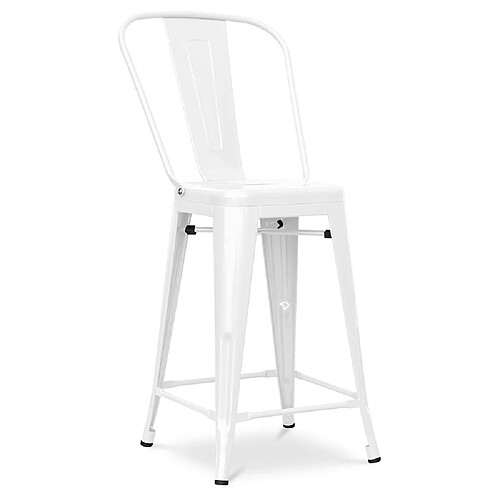 ICONIK INTERIOR Tabouret de bar avec dossier - Design industriel - 60cm - Nouvelle édition - Stylix Blanc