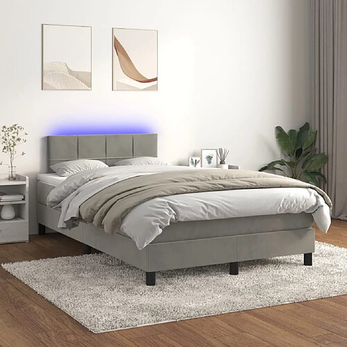 Sommier à lattes LED,Cadre à lattes de lit avec matelas pour Adulte Gris clair 120x200 cm -MN82009