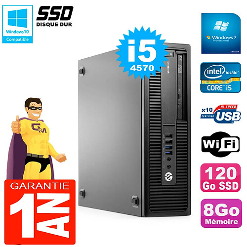 PC HP EliteDesk 800 G1 SFF Core I5-4570 RAM 8Go 120 Go SSD Graveur DVD Wifi W7 · Occasion