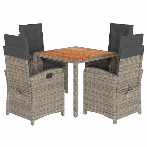 Maison Chic Ensemble à manger d'extérieur 5 pcs avec coussins,Salon de jardin gris résine tressée -GKD568897