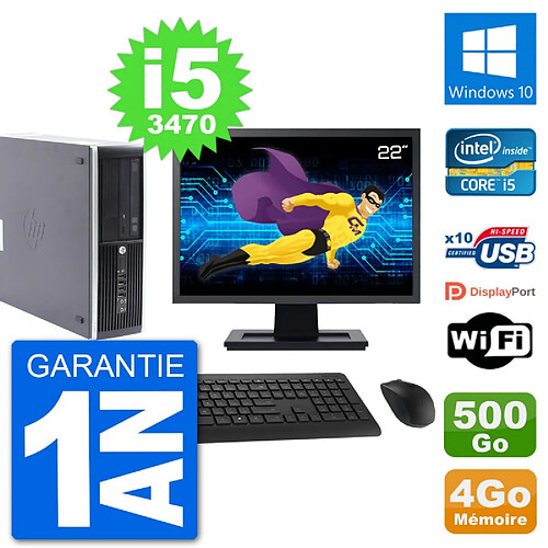 PC HP Compaq Pro 6300 SFF Ecran 22" i5-3470 RAM 4Go Disque 500Go Windows 10 Wifi · Occasion