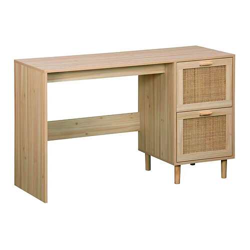 Pegane Table de bureau, meuble du bureau en décor de pin coloris naturel - Longueur 120 x profondeur 48 x hauteur 75 cm