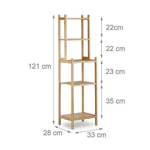 Helloshop26 Etagère de salle de bain en bambou 5 niveaux 121 cm 3213070