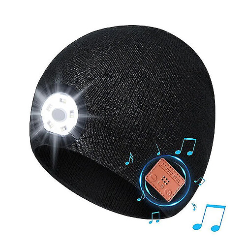 Universal Casque de musique sans fil pour homme et femme 5 perles de lumière LED Casque d'avertissement lumineux de nuit