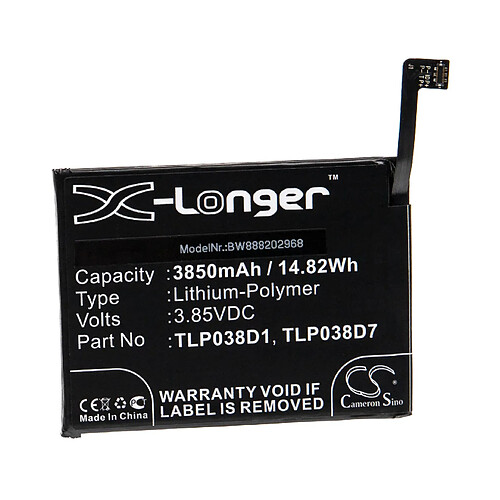 vhbw Batterie remplacement pour T-Mobile / Alcatel TLP038D1, TLP038D7 pour smartphone (3850mAh, 3,85V, Li-polymère)