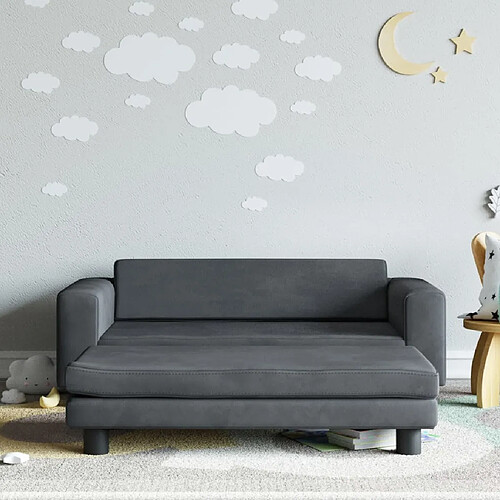 vidaXL Canapé avec repose-pied pour enfants gris foncé 100x50x30 cm