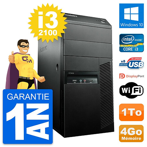 PC Tour Lenovo ThinkCentre M91p Intel i3-2100 RAM 4Go Disque 1To Windows 10 Wifi · Occasion