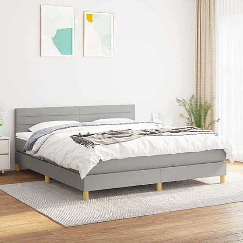 vidaXL Sommier à lattes de lit avec matelas Gris clair 180x200cm Tissu